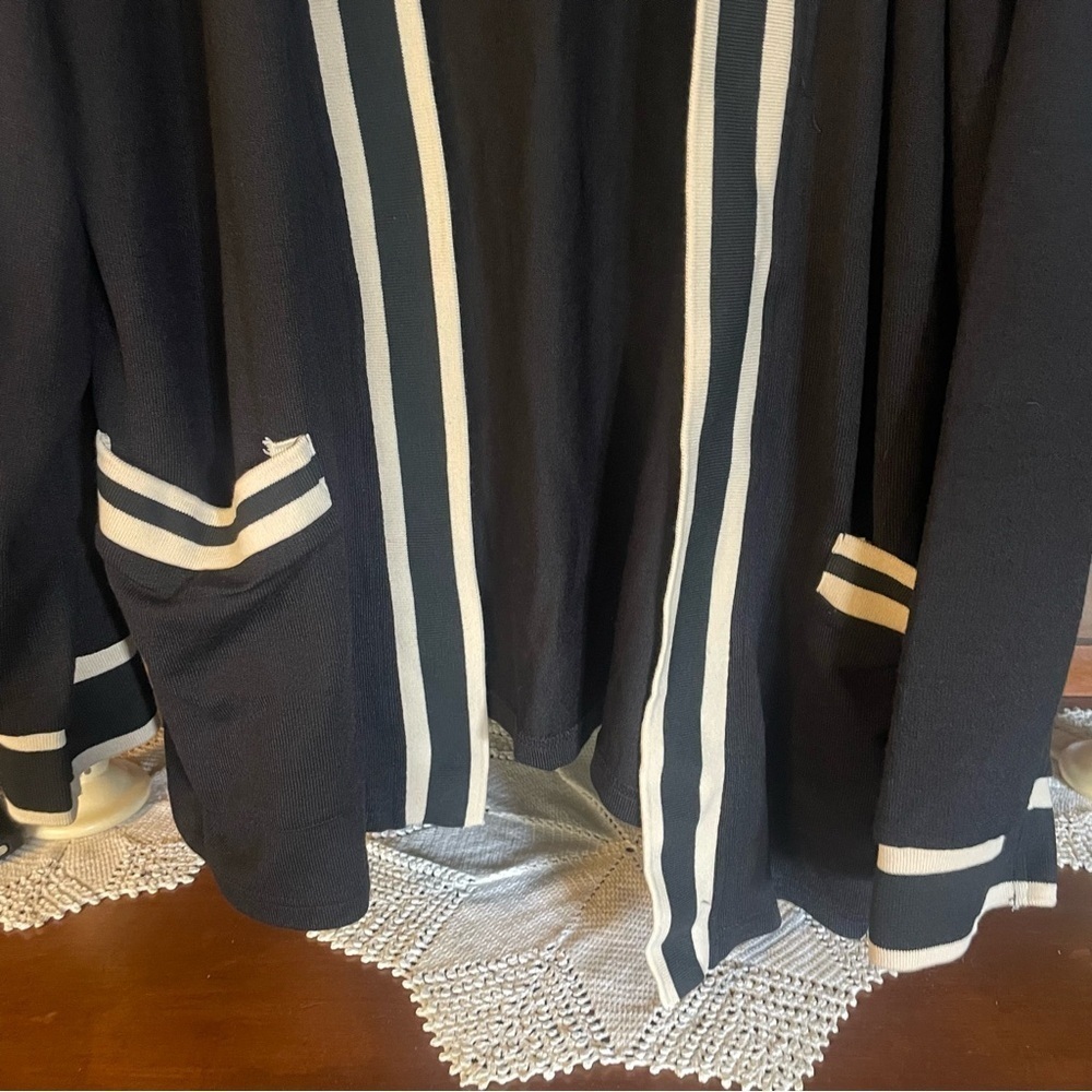 INCERUN Black and White Open Front Cardigan front pockets size 2XL - Picture 3 of 6